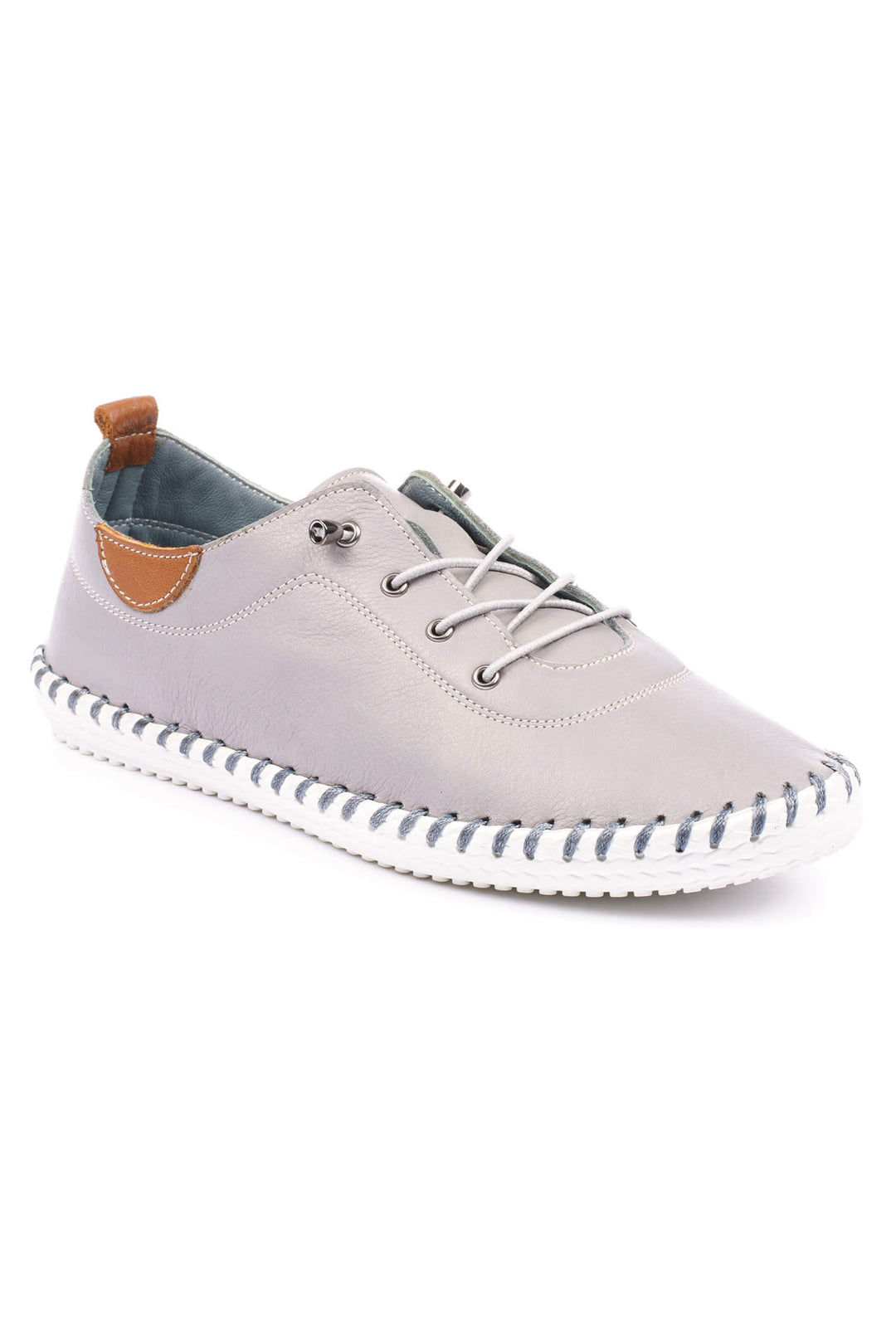 Lunar St Ives FLE030 Leather Grey Plimsoll - Shirley Allum Boutique