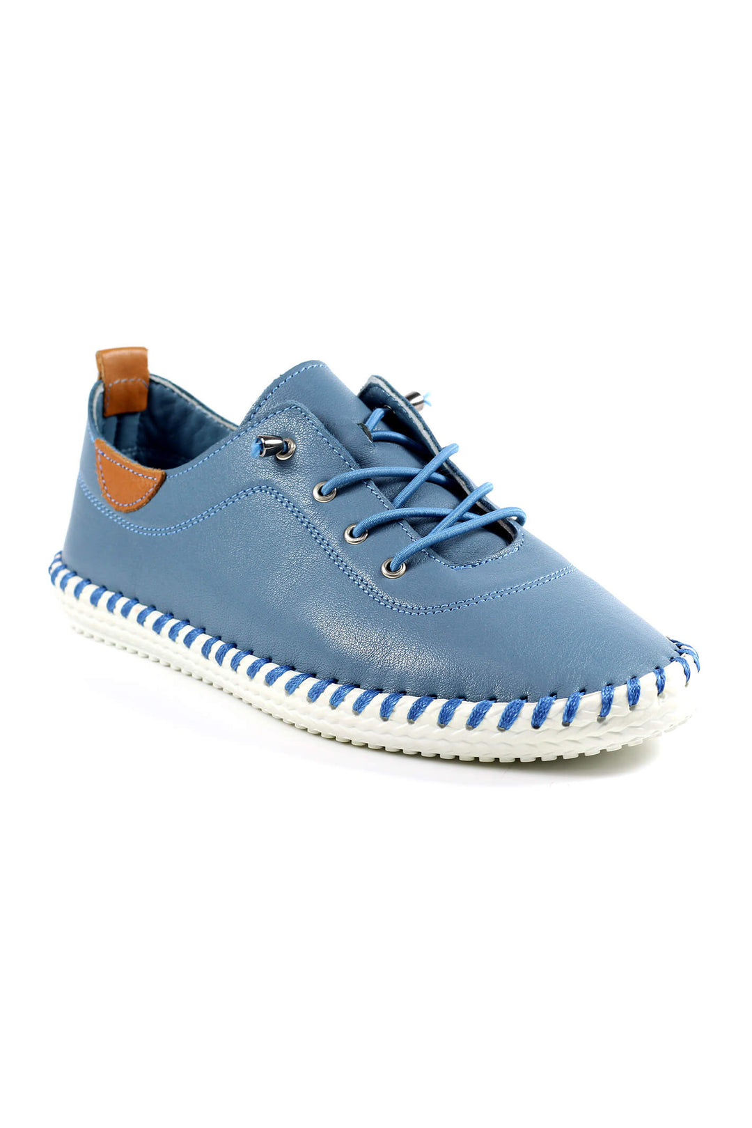 lunar-st-ives-fle030-leather-mid-blue-plimsoll-shirley-allum-boutique - Shirley Allum Boutique