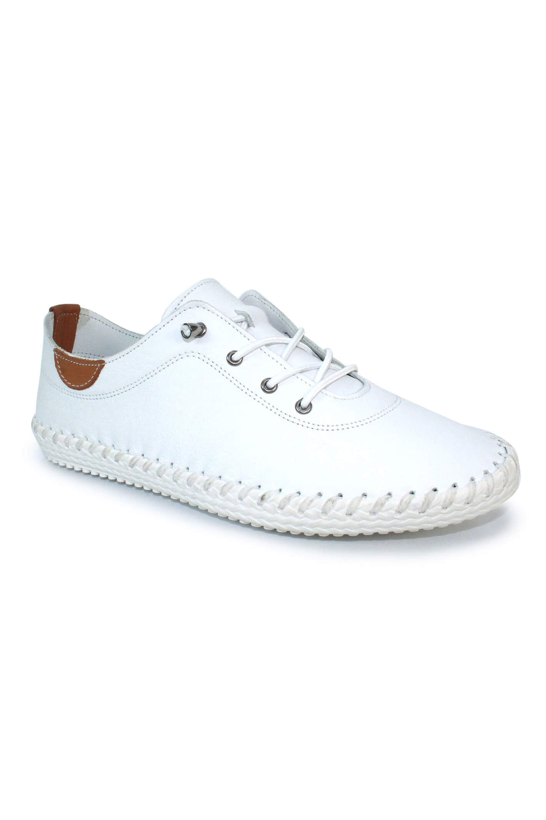 Lunar St Ives FLE030 Leather White Plimsoll - Shirley Allum Boutique