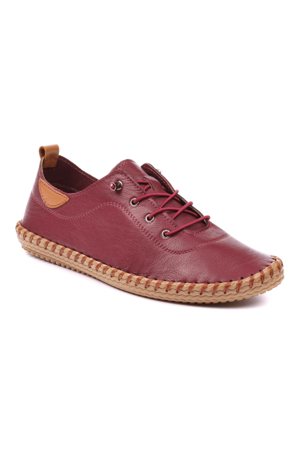 Lunar Whitstable FLG019 Leather Burgundy Plimsoll - Shirley Allum Boutique