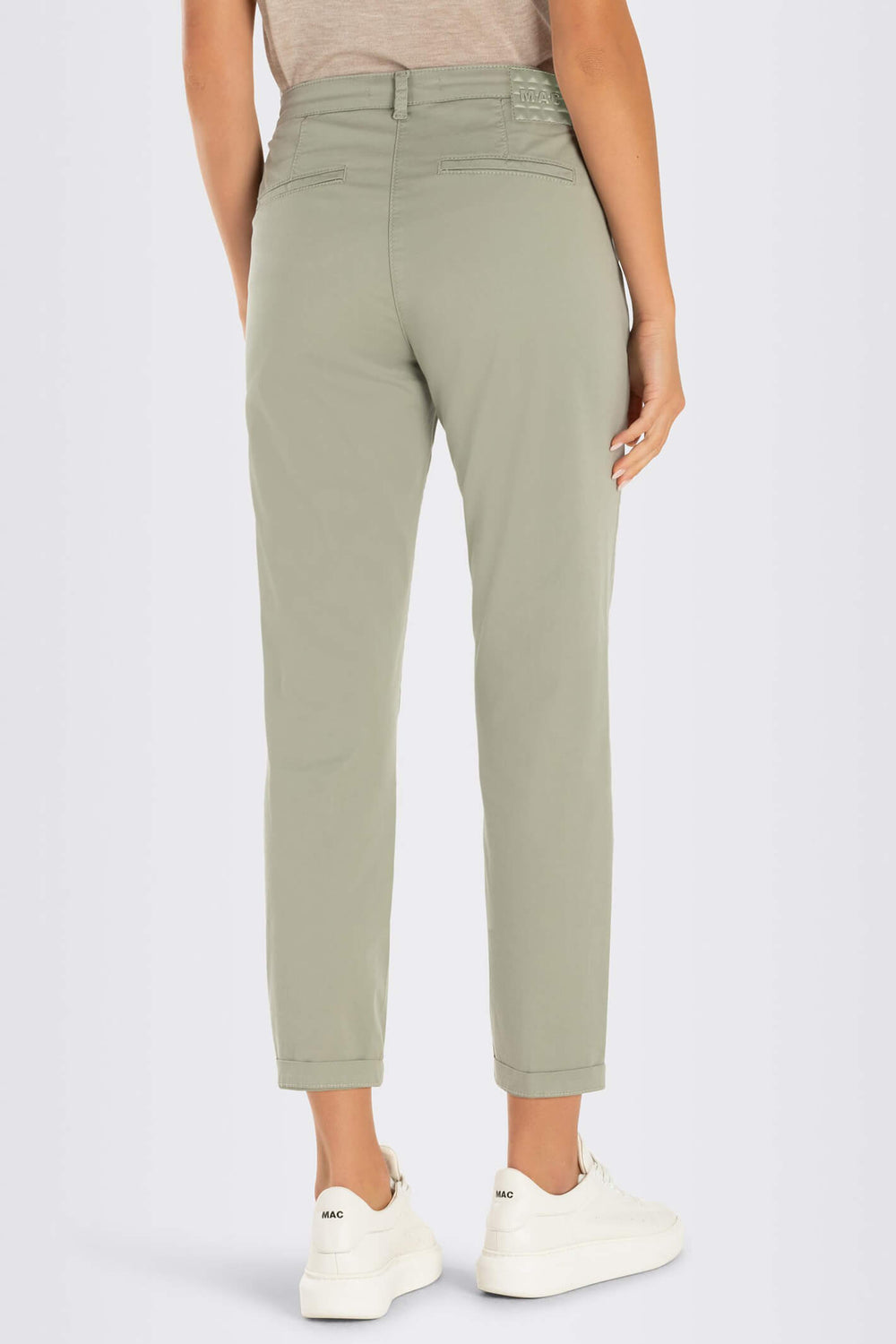 MAC 0434L 3075-00 343R Dried Rosemary Green Chino Turn Up Trousers - Shirley Allum Boutique