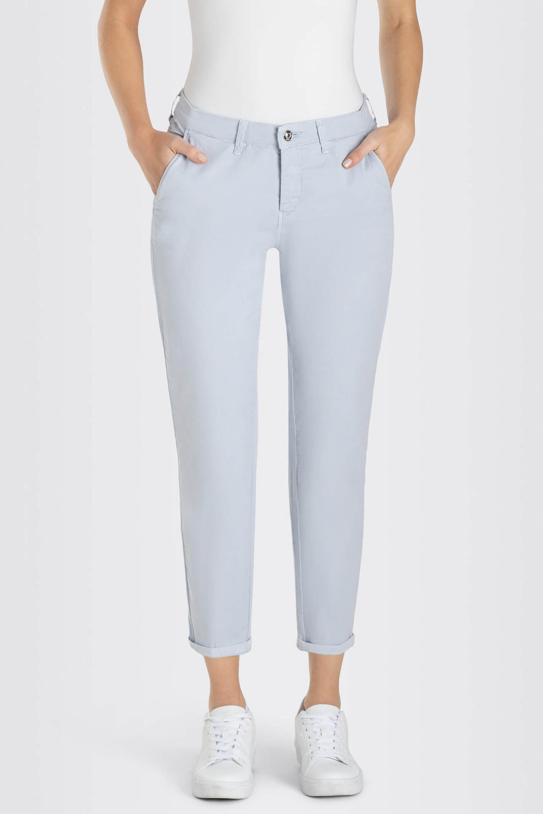 MAC 0434L 3075-00 Cool Blue Chino Turn Up Trousers - Shirley Allum Boutique