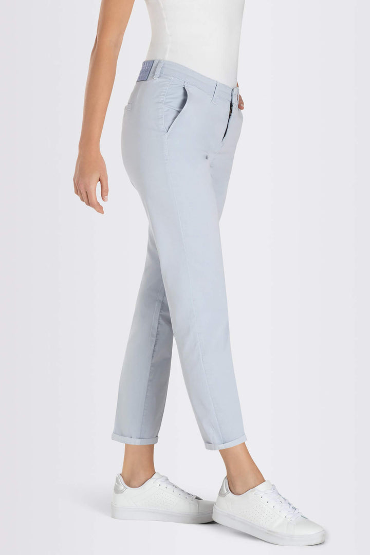 MAC 0434L 3075-00 Cool Blue Chino Turn Up Trousers - Shirley Allum Boutique