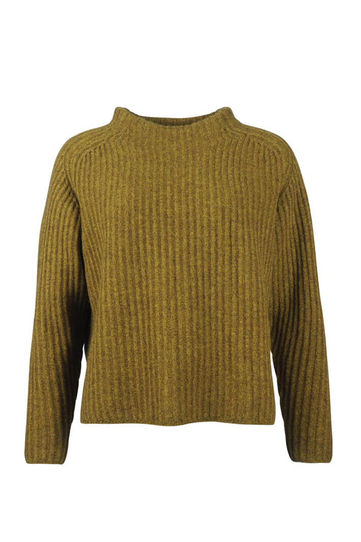 Mansted Drew 30 Olive Rib Knit Crew Neck Yak Jumper - Shirley Allum Boutique