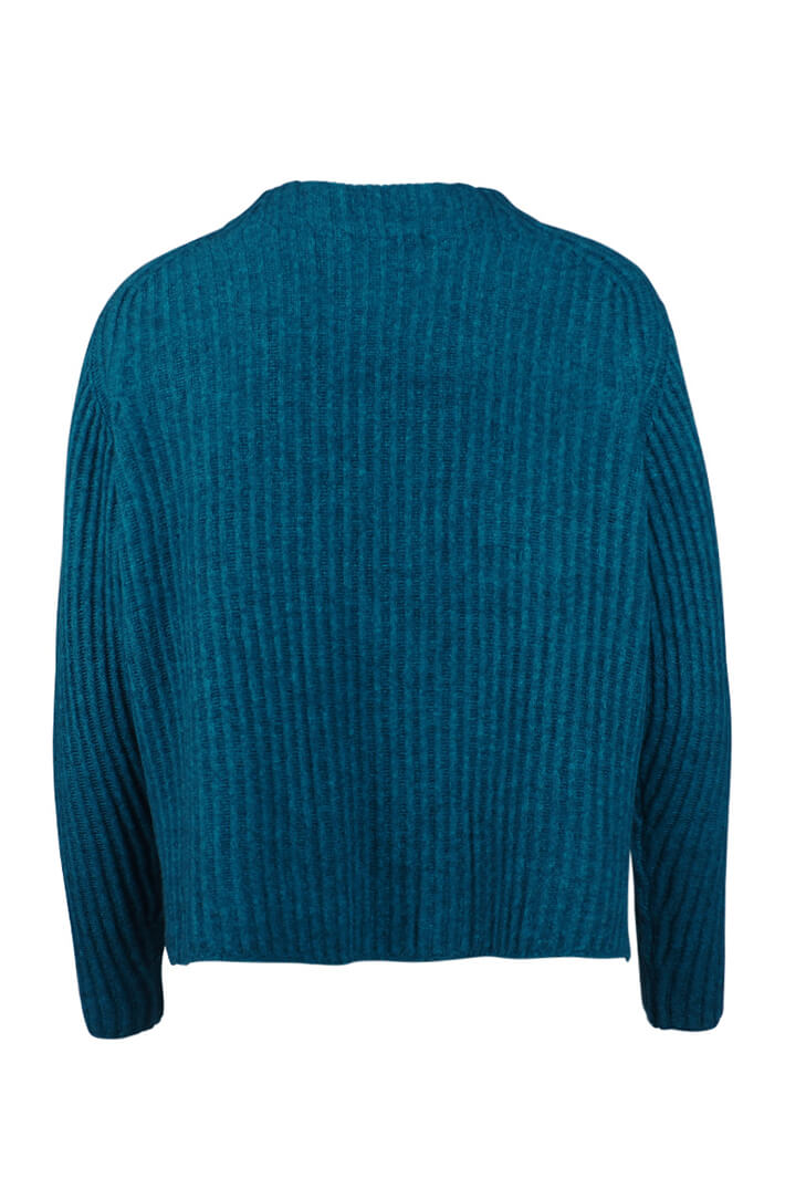 Mansted Drew 52 Dark Aqua Rib Knit Crew Neck Yak Jumper - Shirley Allum Boutique