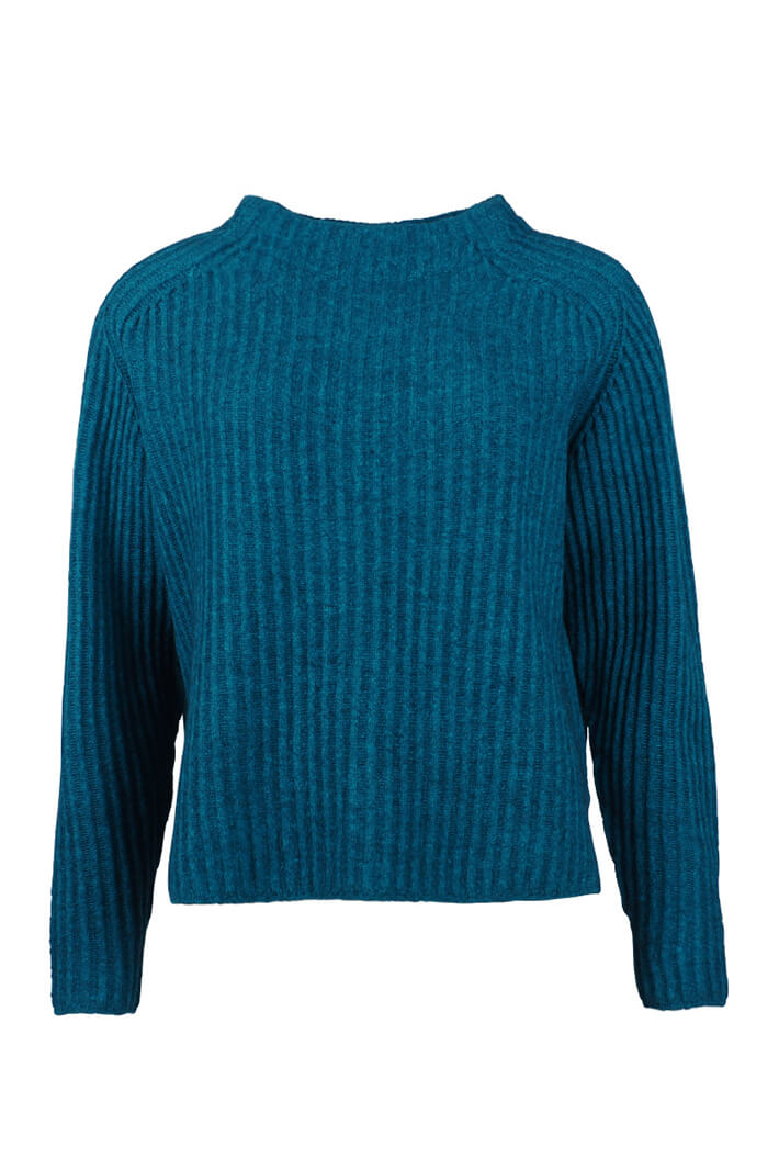 Mansted Drew 52 Dark Aqua Rib Knit Crew Neck Yak Jumper - Shirley Allum Boutique