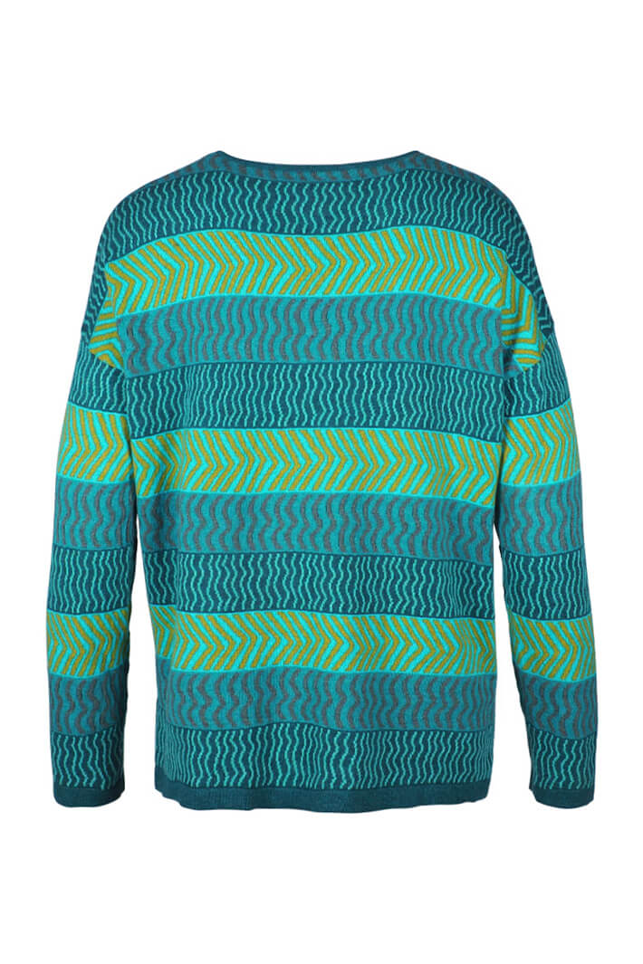 Mansted Rosetta 33 Ocean Blue Green Striped Cotton Jumper - Shirley Allum Boutique