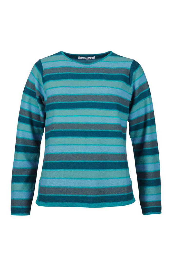 Mansted Wakanda 51 Aqua Blue Striped Merino Jumper - Shirley Allum Boutique