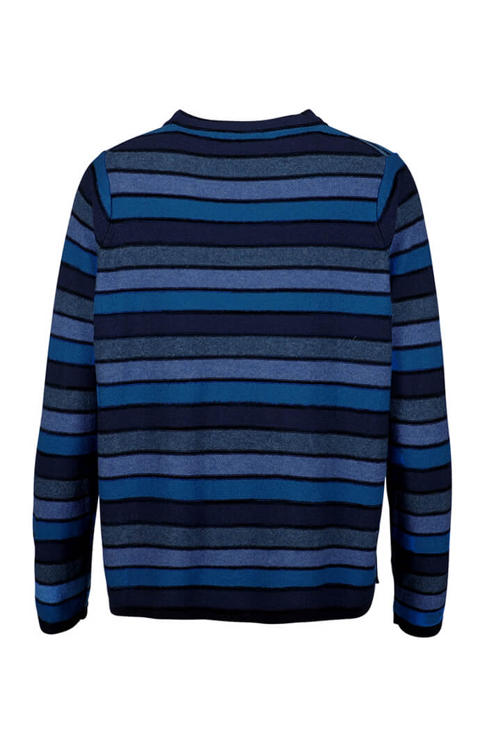 Mansted Waki 99 Blue Black Striped Merino Jumper - Shirley Allum Boutique