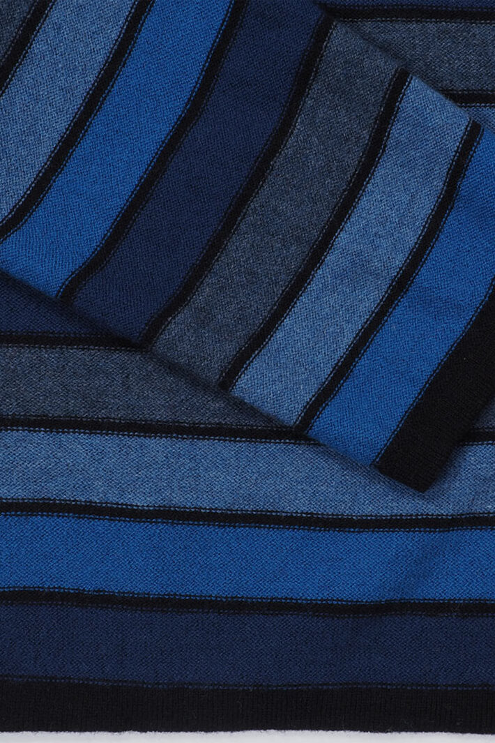 Mansted Waki 99 Blue Black Striped Merino Jumper - Shirley Allum Boutique