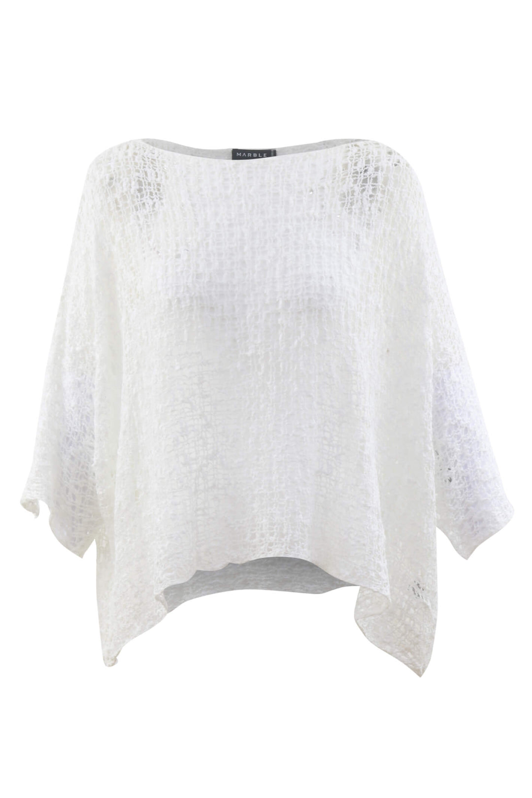 Marble 5186 102 White Crochet Mesh Top - Shirley Allum Boutique