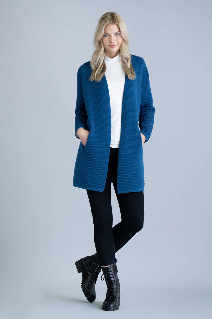Marble 6386 Teal Open Front Longline Cardigan