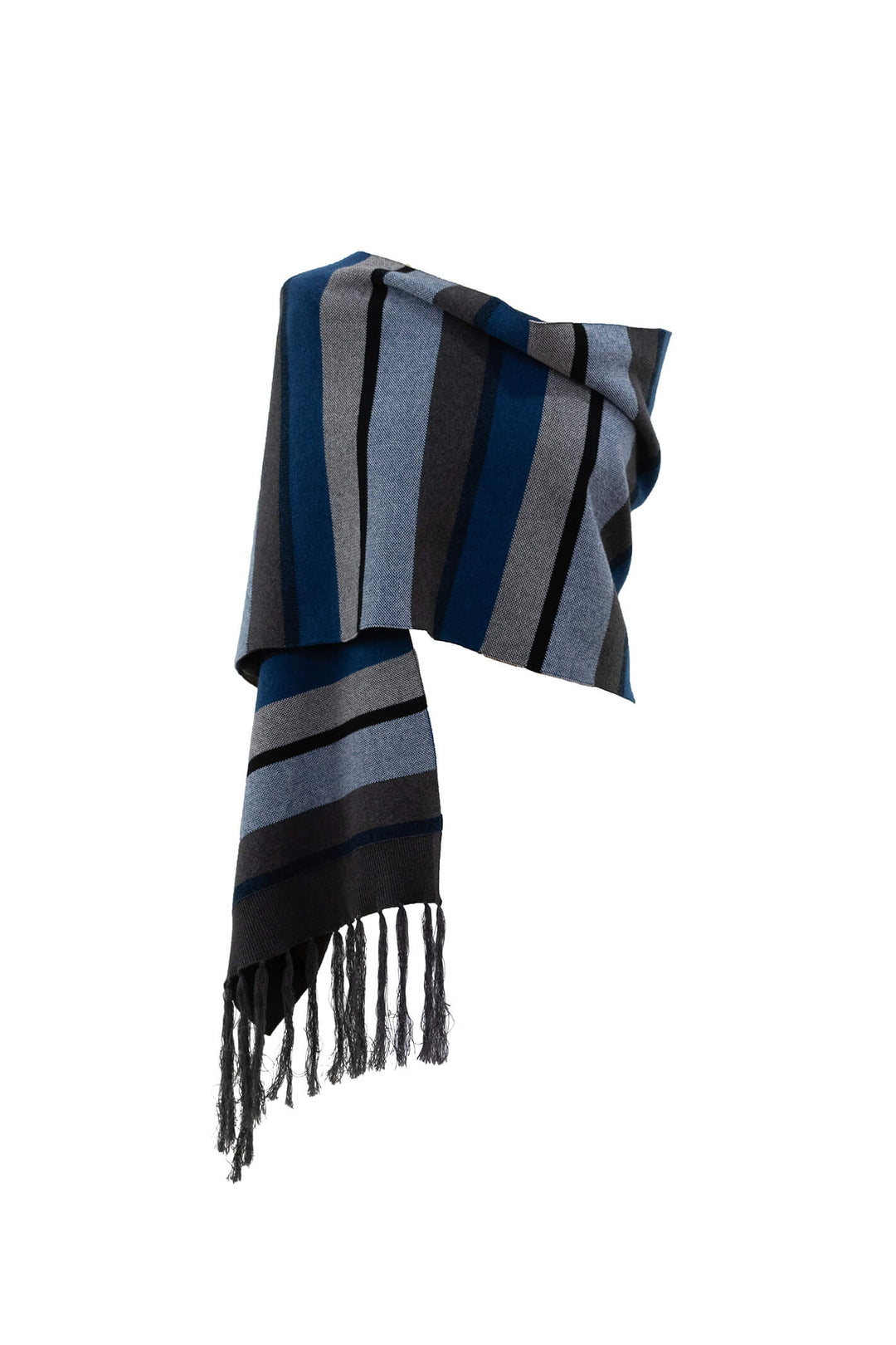 Marble 6389 170 Teal Striped Scarf With Tassels