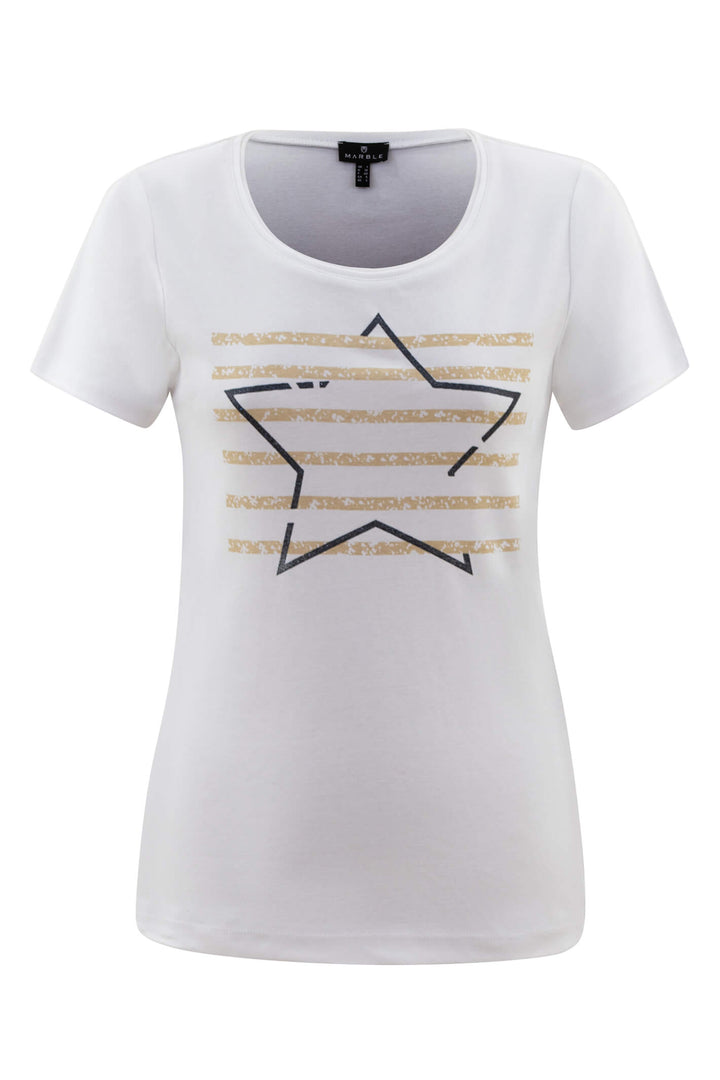 Marble 6532 185 White Star T-Shirt - Shirlaye Allum Boutique