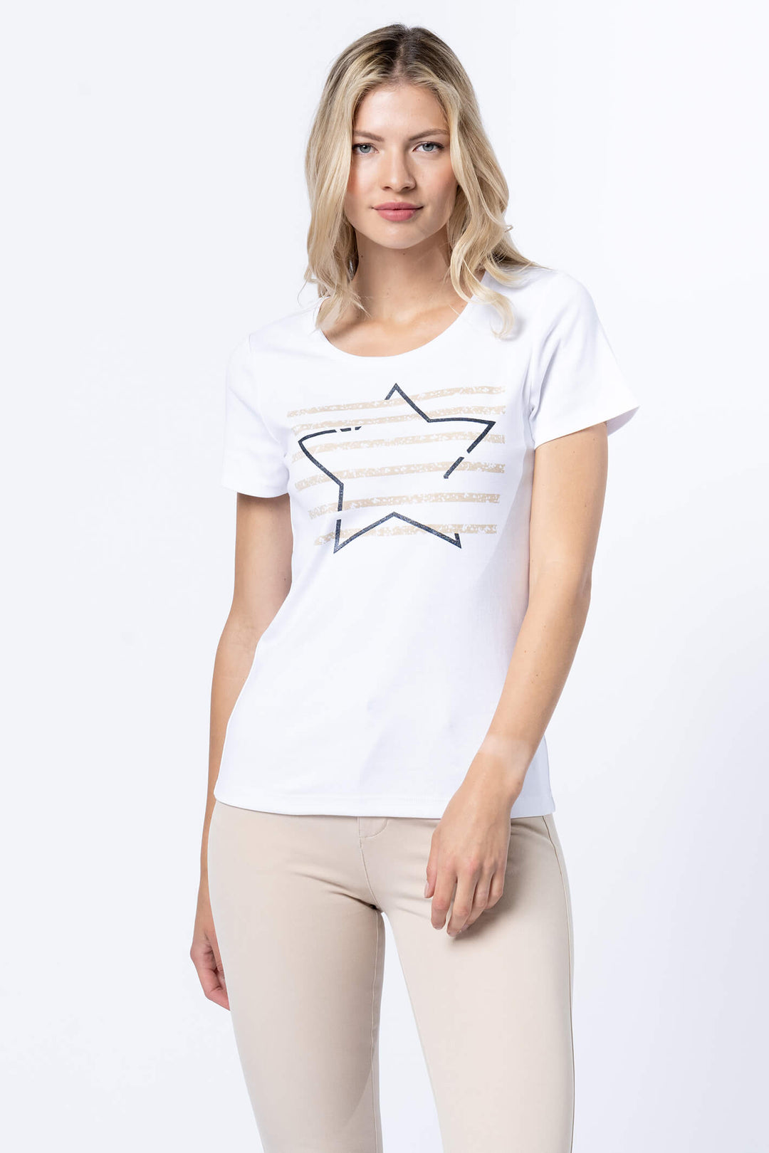 Marble 6532 185 White Star T-Shirt - Shirlaye Allum Boutique
