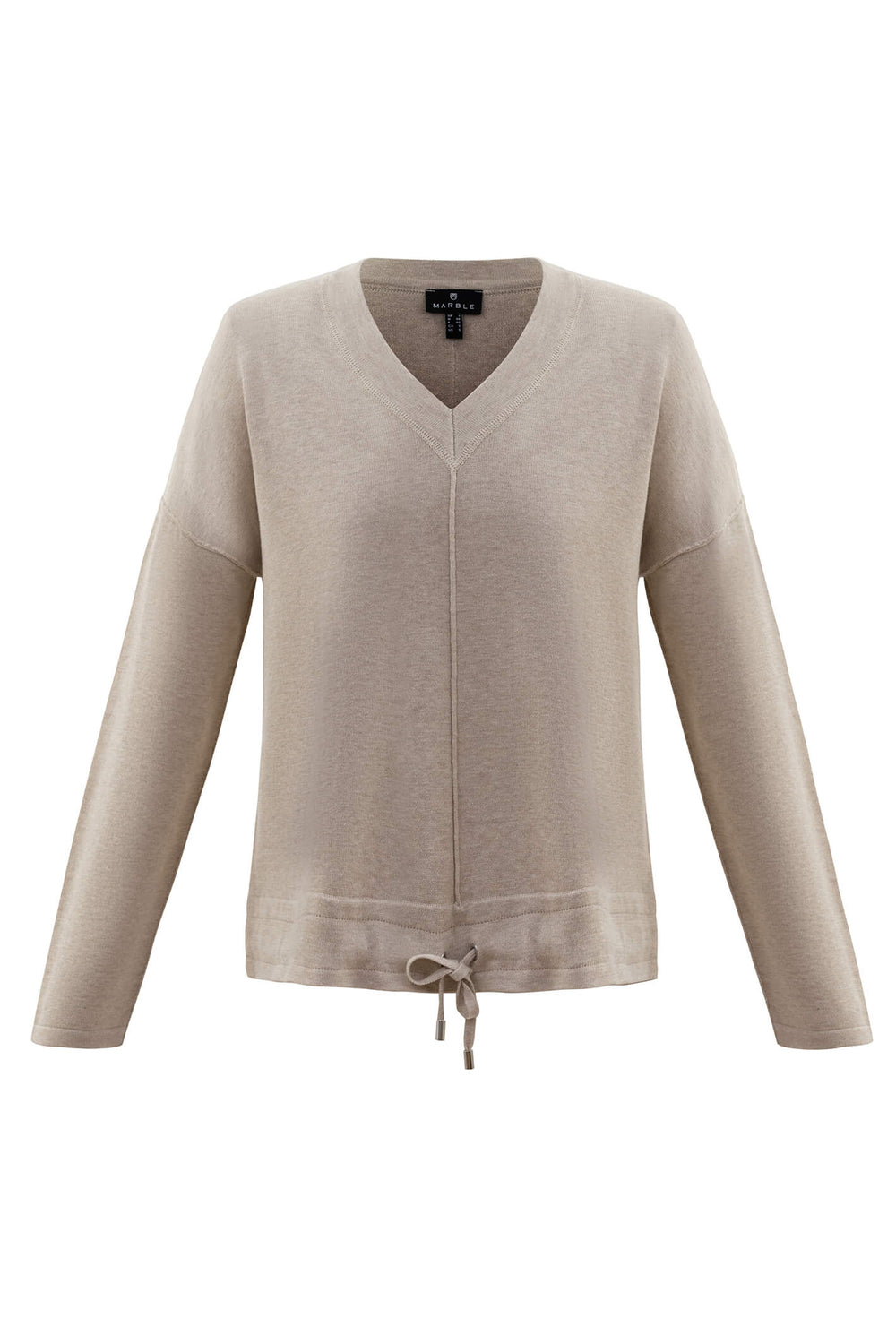 Marble 6567 185 Beige V-Neck Jumper - Shirley Allum Boutique