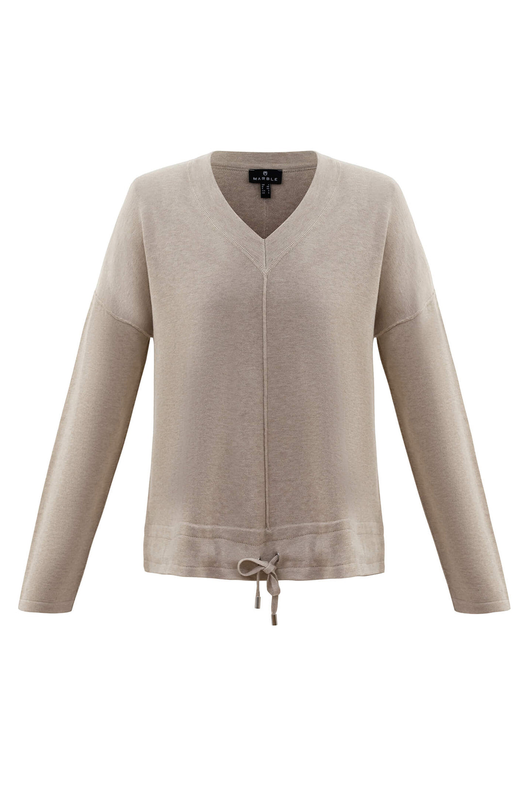 Marble 6567 185 Beige V-Neck Jumper - Shirley Allum Boutique