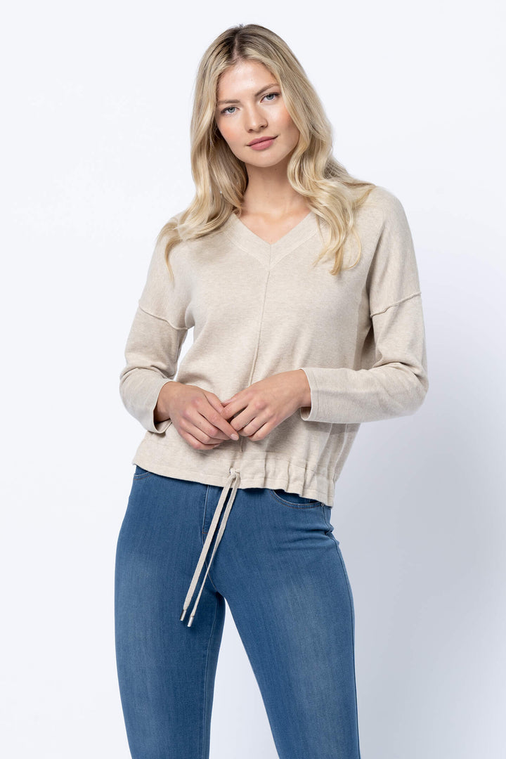 Marble 6567 185 Beige V-Neck Jumper - Shirley Allum Boutique