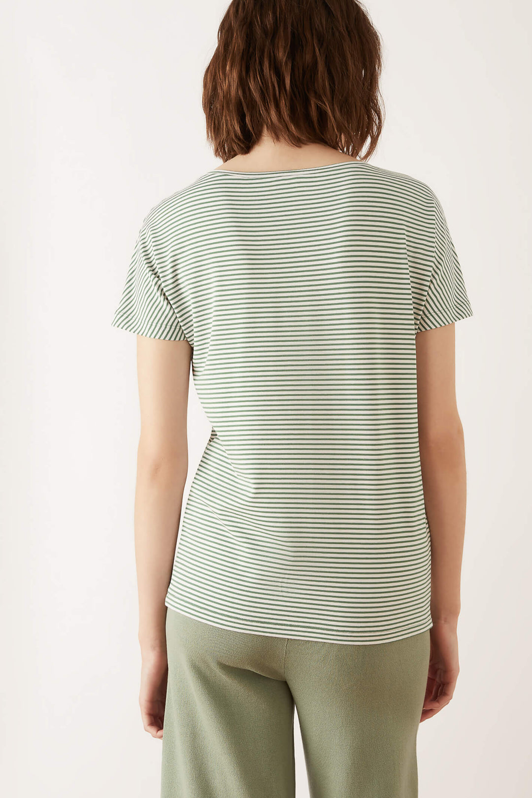 EMME By Marella 59710625200 Agoraio Green Striped T-Shirt - Shirley Allum Boutique