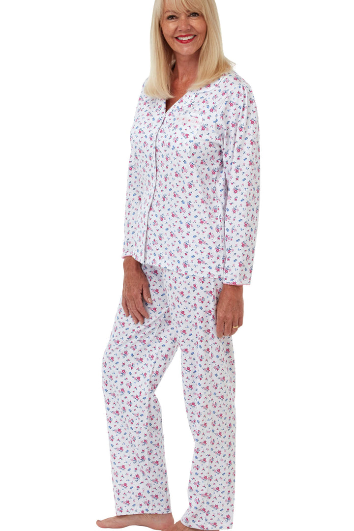Marlon MA18016 Pink Sara Cotton Revere Collar Pyjama - Shirley Allum Boutique