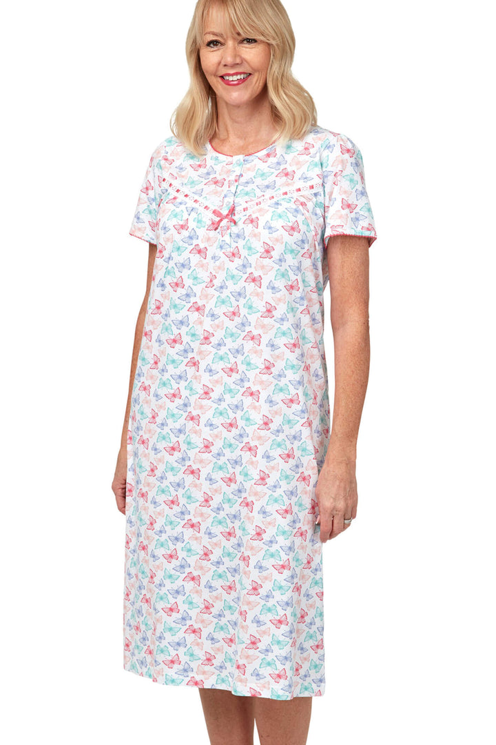 Marlon MA31675 Mabel Pink Cotton Short Sleeve Nightdress - Shirley Allum Boutique
