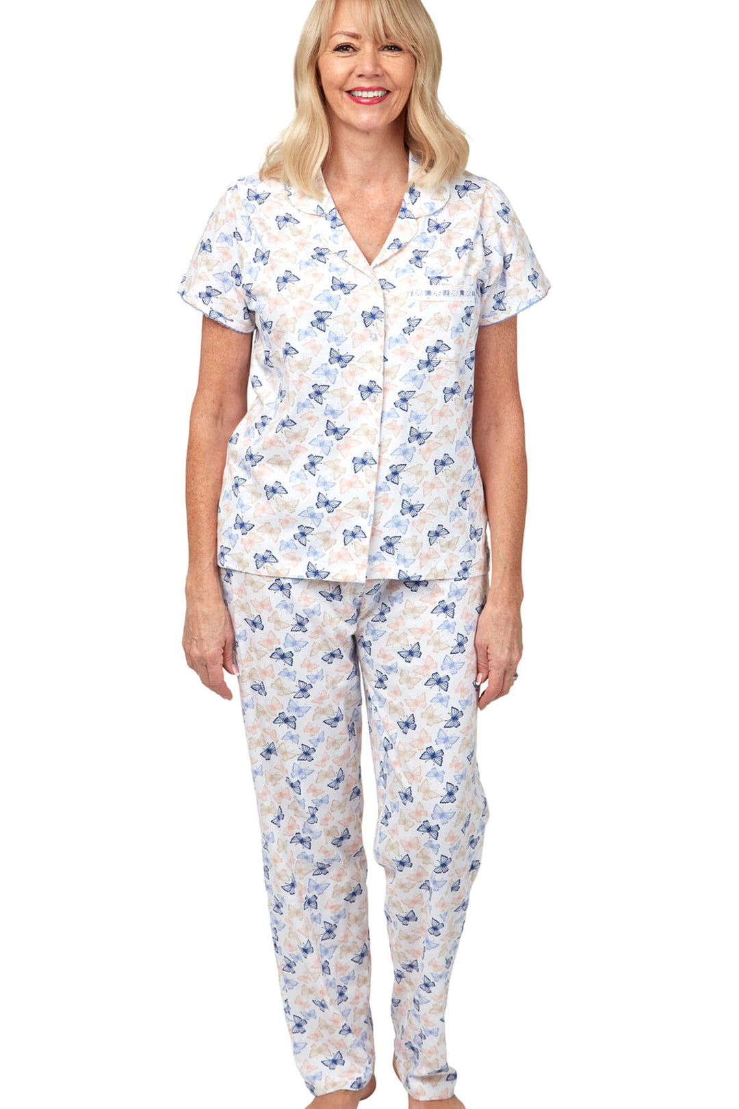 Marlon MA31676 Mable Blue Short Sleeve Cotton Pyjamas - Shirley Allum Boutique