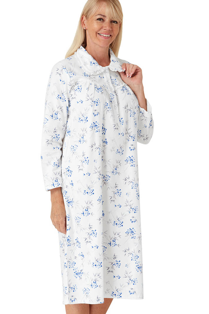 Marlon MA33600 Tilly Blue Winceyette Nightdress - Shirley Allum Boutique