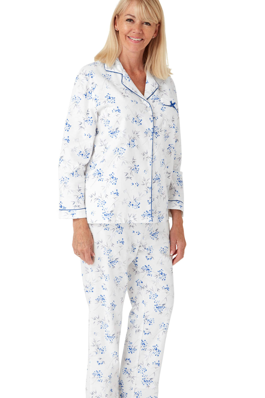 Marlon MA33601 Tilly Winceyette Blue Pyjamas - Shirley Allum Boutique