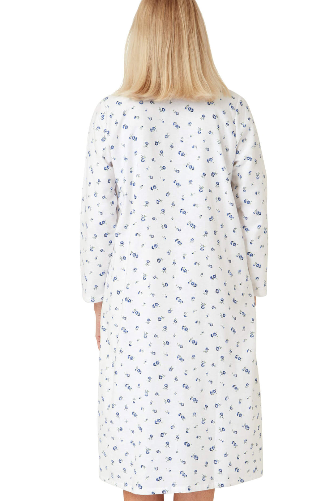 Marlon MA33602 Nina Ocean Blue Winceyette Long Sleeve Nightdress - Shirley Allum Boutique