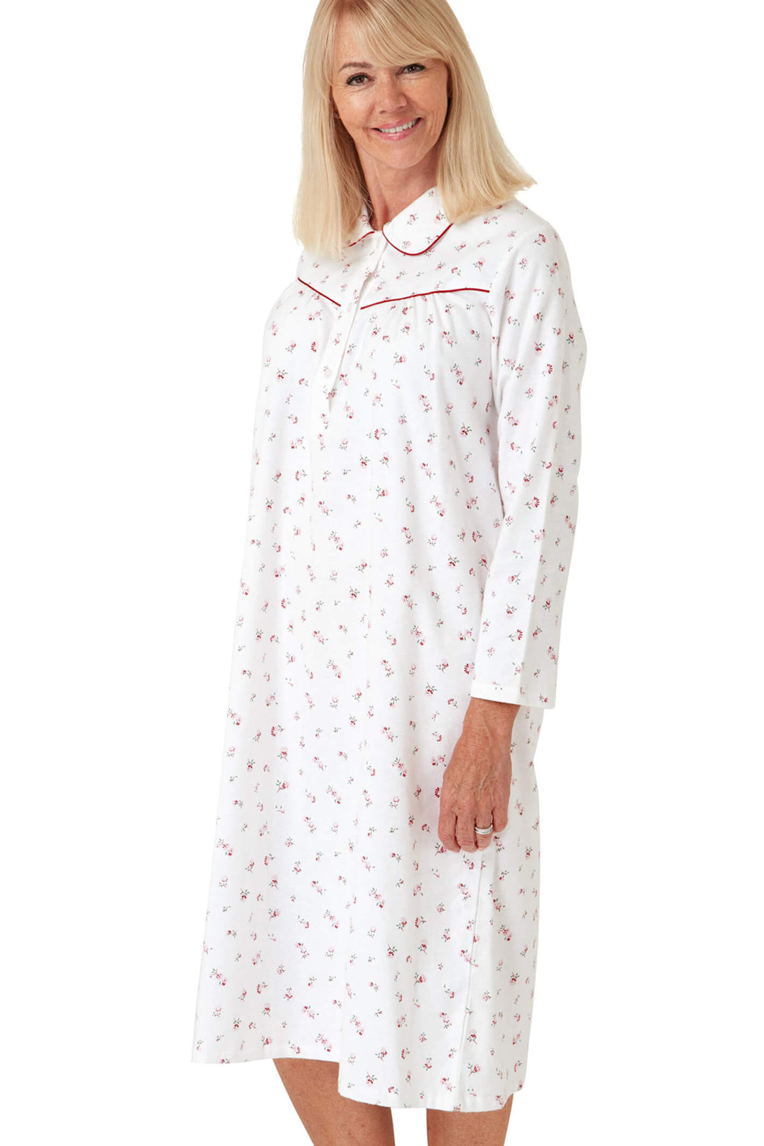 Marlon MA33602 Nina Spice Red Winceyette Long Sleeve Nightdress - Shirley Allum Boutique