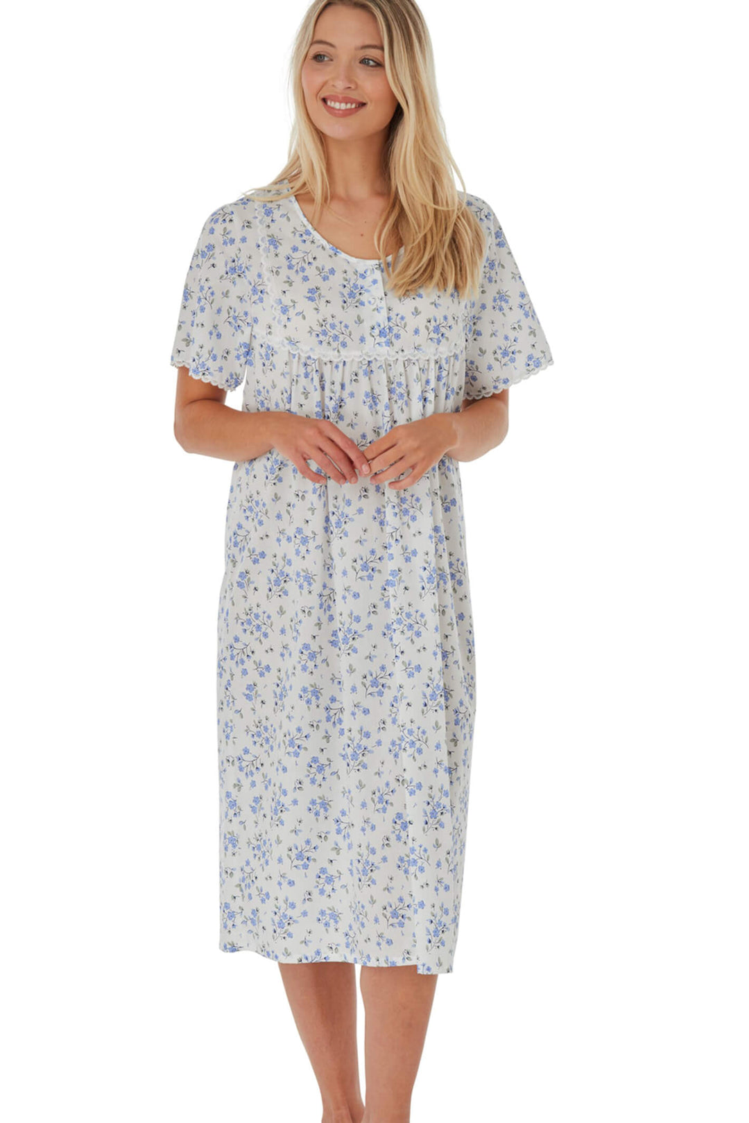 Marlon MN11 Blue Rose Short Sleeve Nightdress - Shirley Allum Boutique