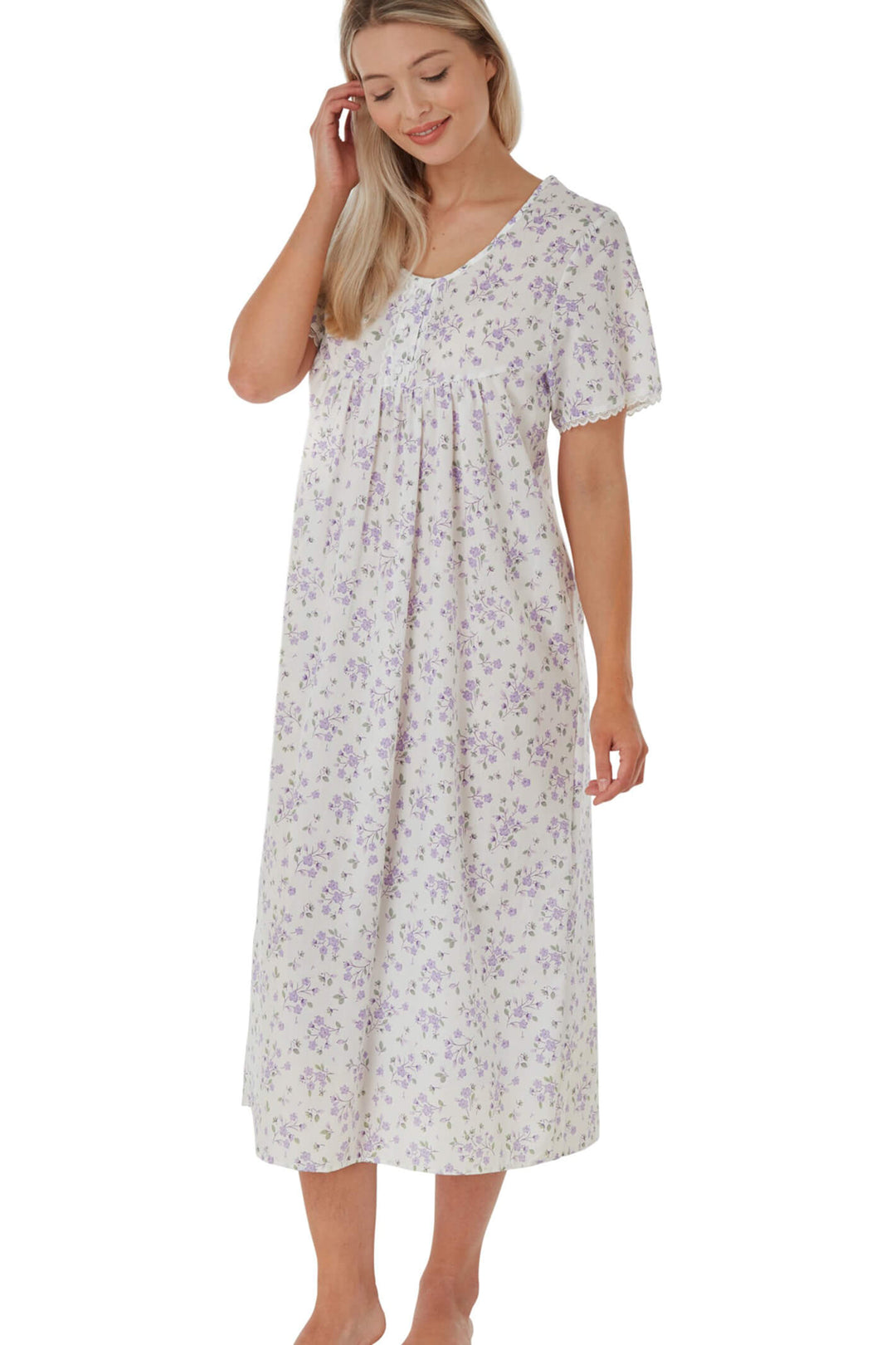 Marlon MN11 Lilac Rose Short Sleeve Nightdress - Shirley Allum Boutique