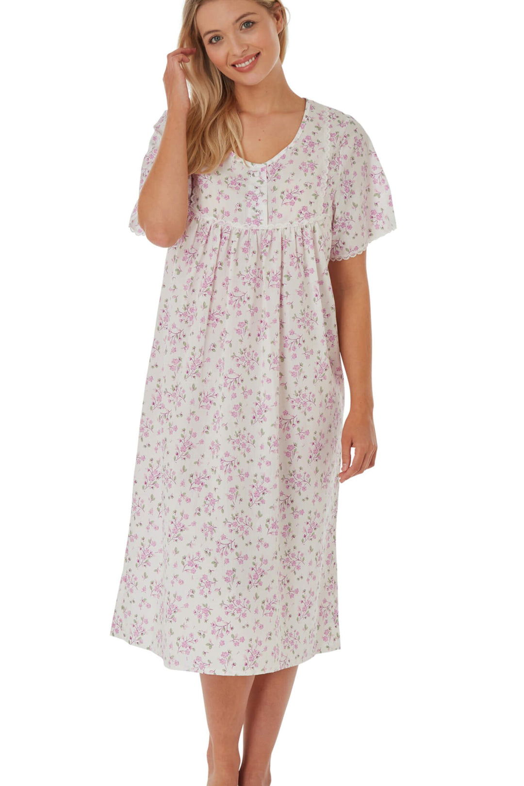 Marlon MN11 Pink Rose Short Sleeve Nightdress - Shirley Allum Boutique