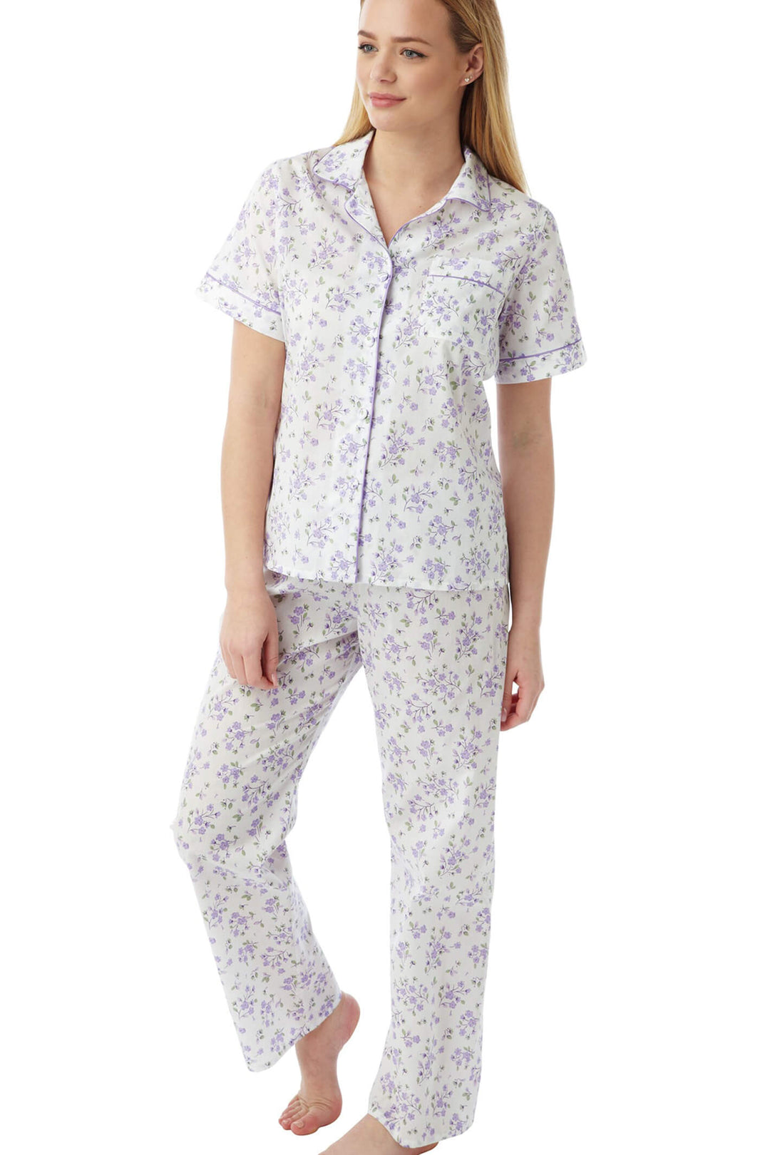 Marlon MN14 Lilac Short Sleeve Pyjamas - Shirley Allum Boutique