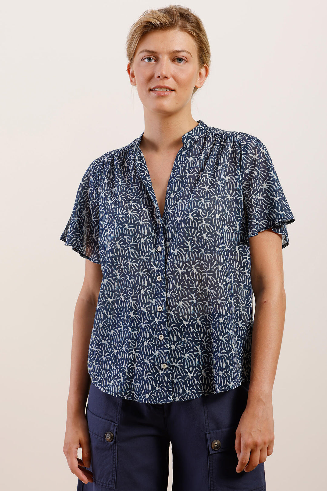 Mat De Misaine 10243 Croiseur Pecheur Navy Print Shirt - Shirley Allum Boutique