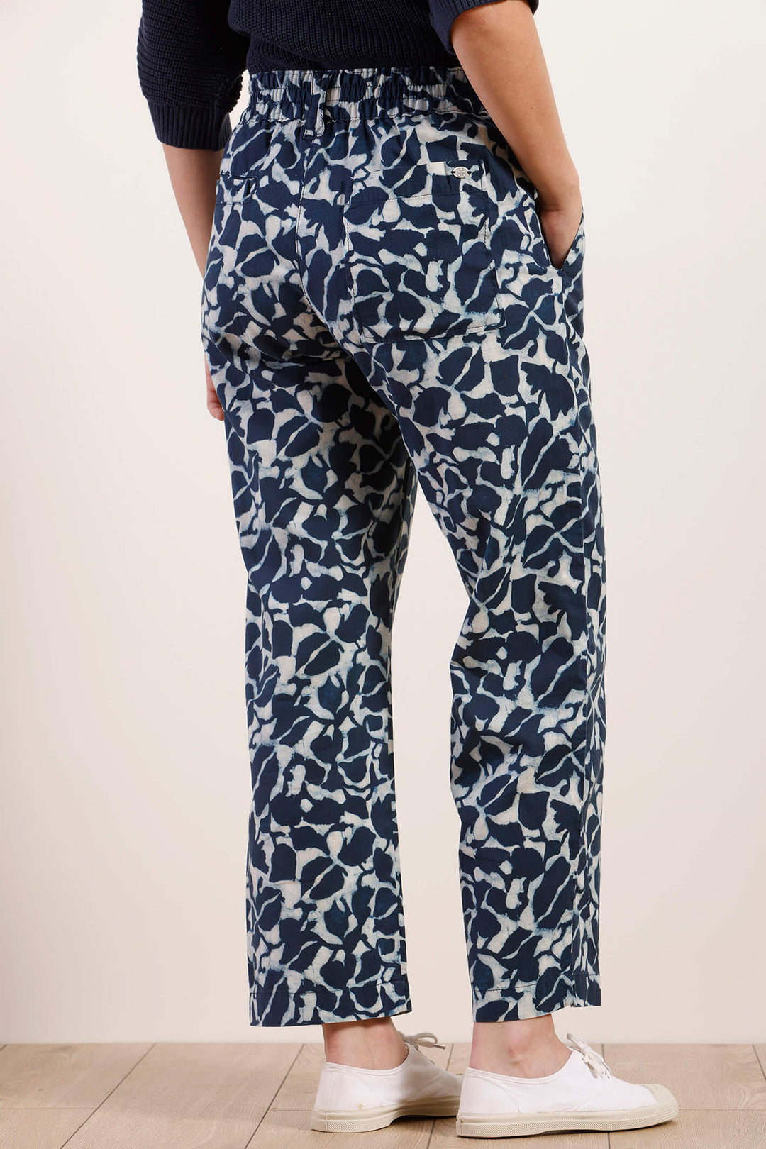 Mat De Misaine 10244 Polder Indigo Blue Print Trousers - Shirley Allum Boutique