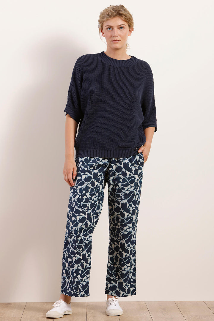 Mat De Misaine 10244 Polder Indigo Blue Print Trousers - Shirley Allum Boutique