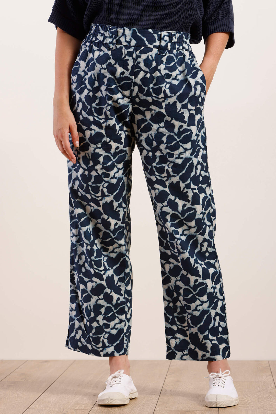 Mat De Misaine 10244 Polder Indigo Blue Print Trousers - Shirley Allum Boutique