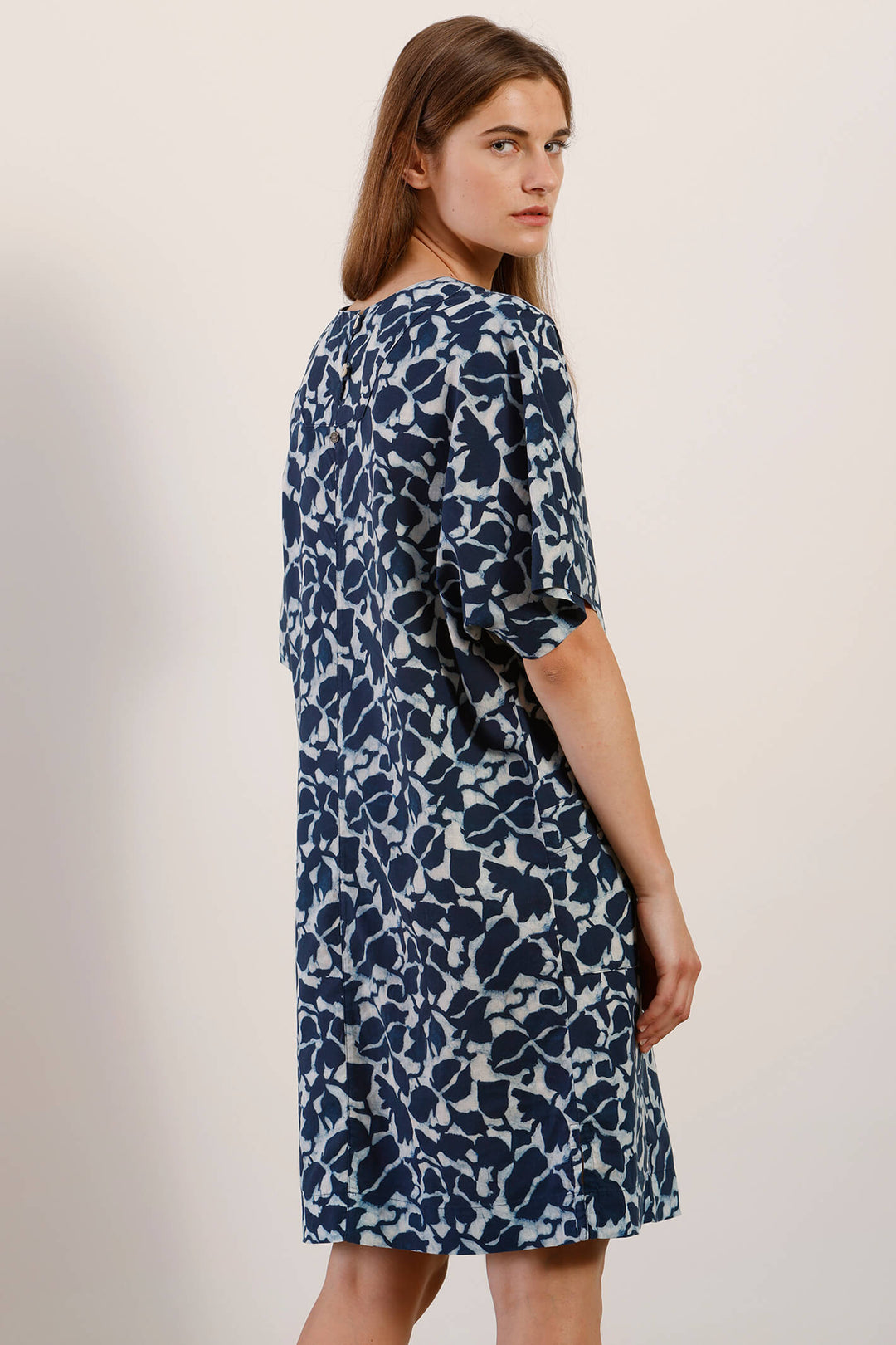 Mat De Misaine 10244 Rafale Indigo Blue Print Dress - Shirley Allum Boutique