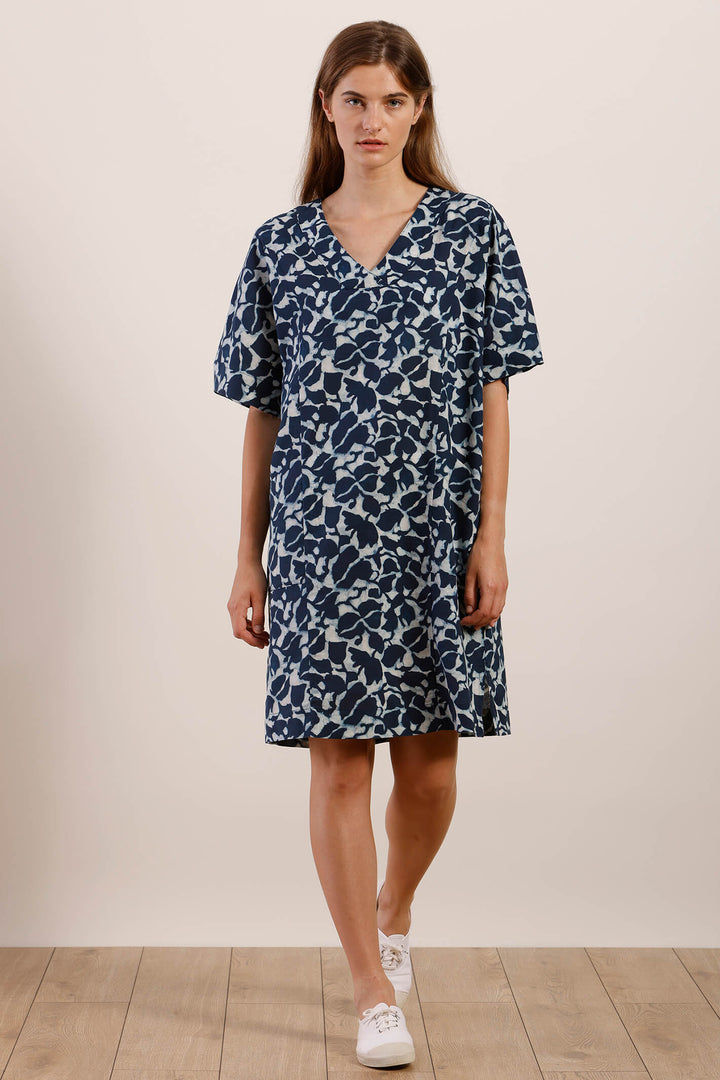 Mat De Misaine 10244 Rafale Indigo Blue Print Dress - Shirley Allum Boutique