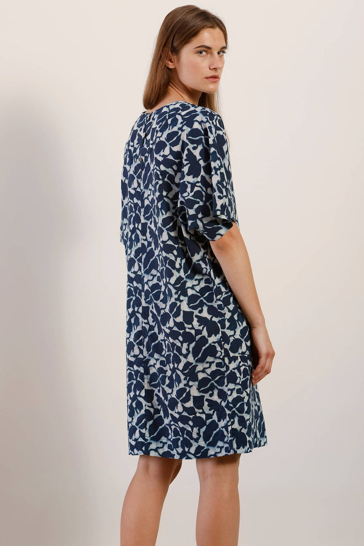 Mat De Misaine 10244 Rafale Indigo Blue Print Dress - Shirley Allum Boutique