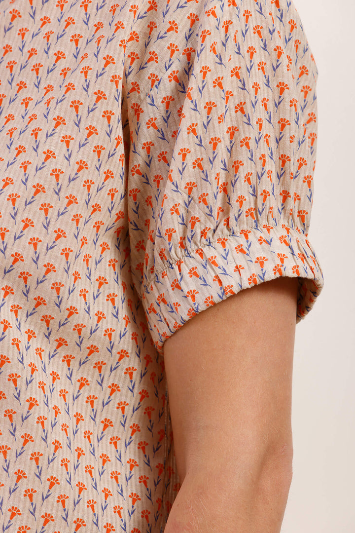 Mat De Misaine 20164 Cozumel Imprime Orange Cayenne Shirt - Shirley Allum Boutique