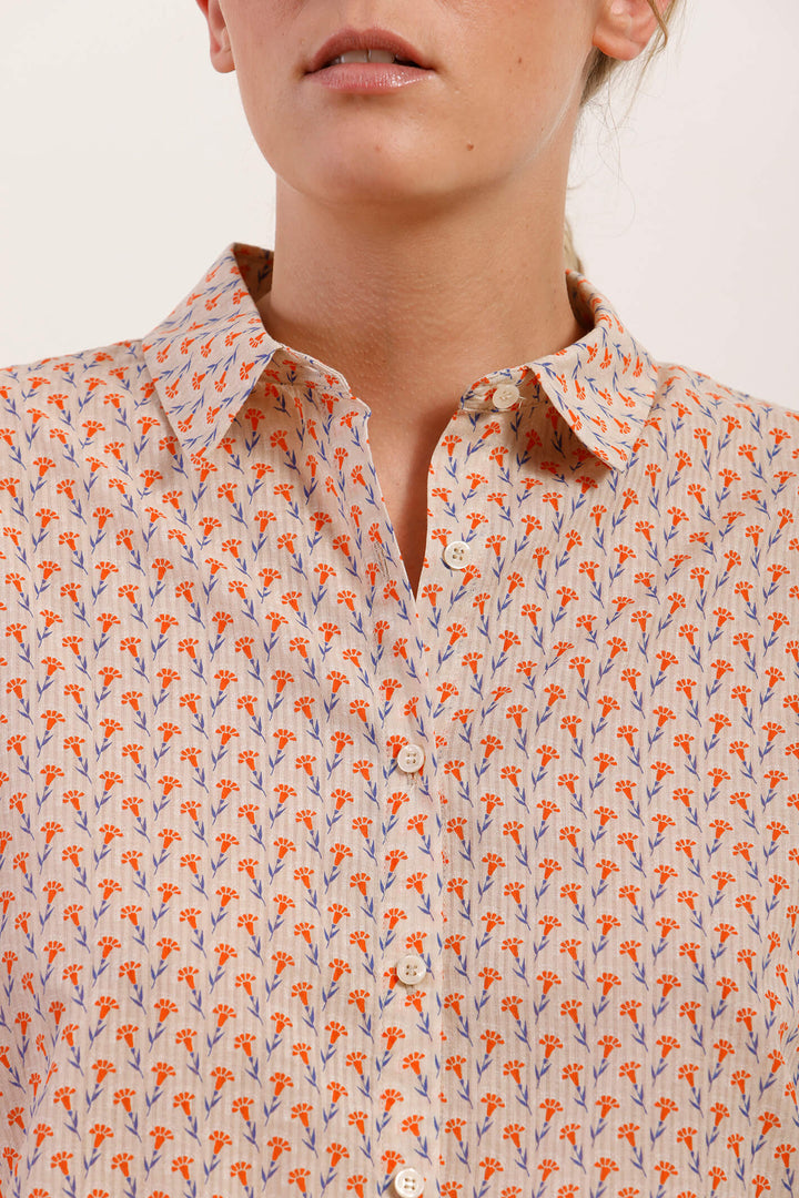 Mat De Misaine 20164 Cozumel Imprime Orange Cayenne Shirt - Shirley Allum Boutique