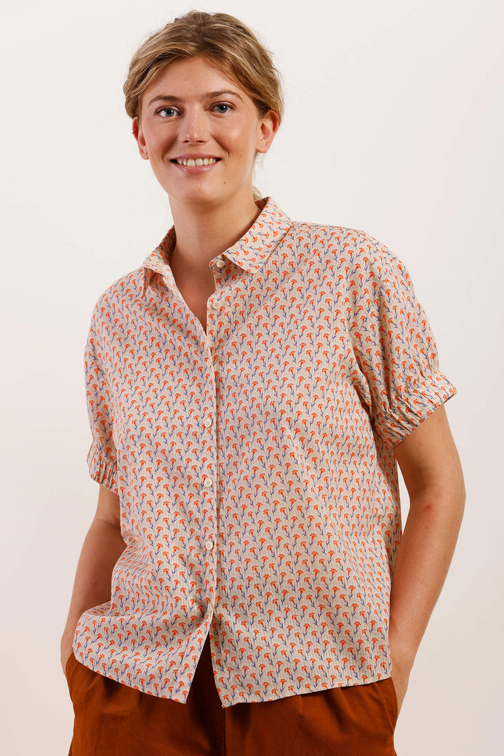 Mat De Misaine 20164 Cozumel Imprime Orange Cayenne Shirt - Shirley Allum Boutique