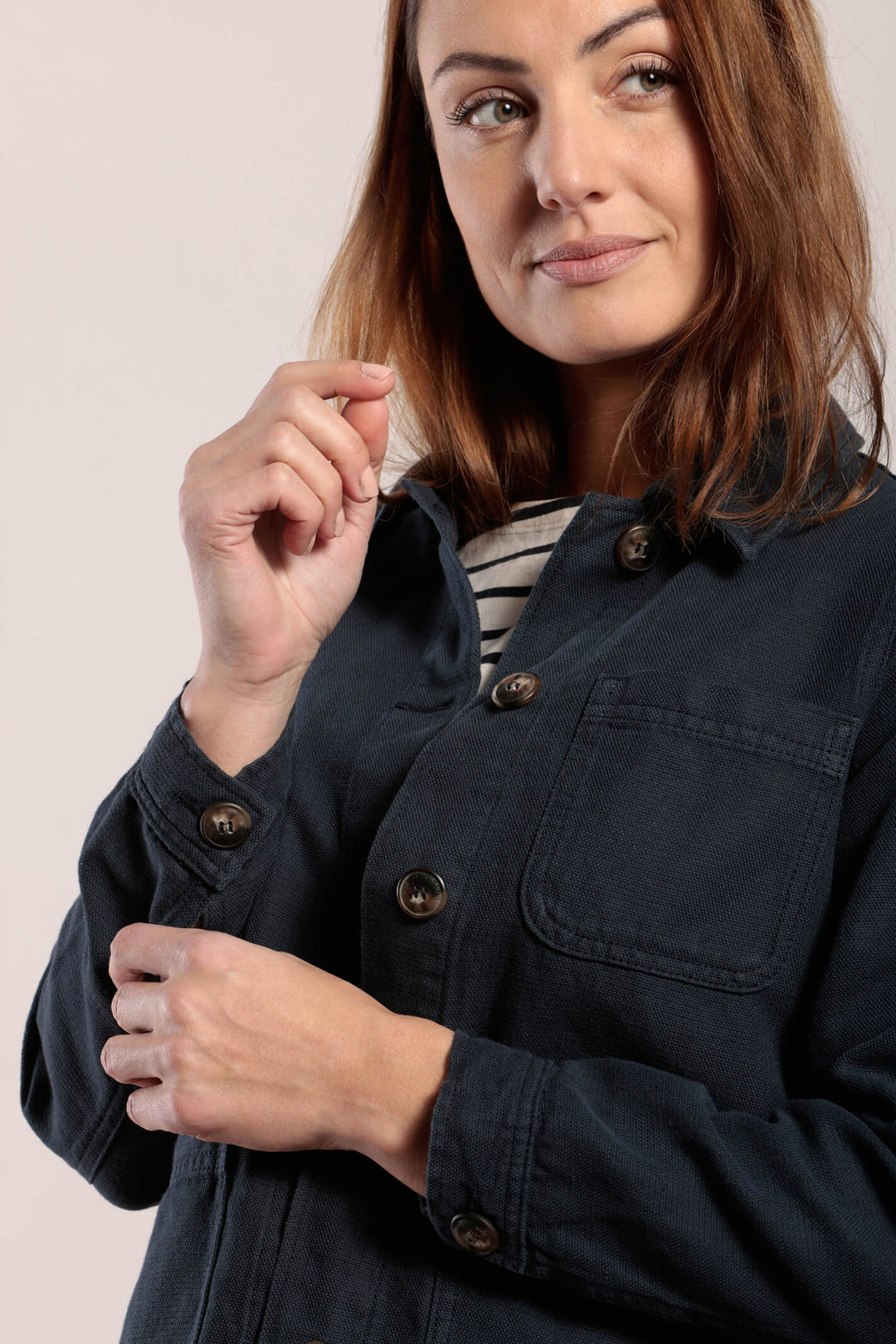 Mat De Misaine 25265 Verone Navy Button Front Shirt Jacket - Shirley Allum Boutique