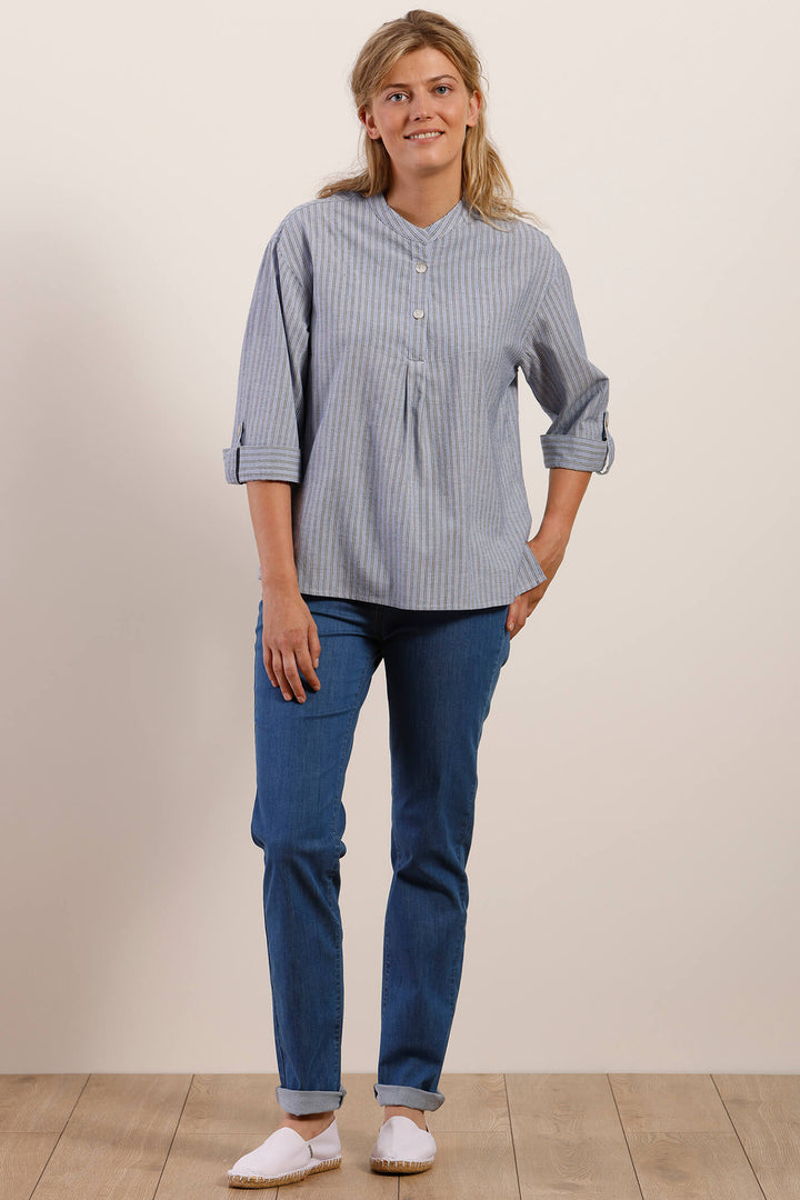 Mat De Misaine 4180 R2251 Comores Raye Embrun Blue Stripe Top - Shirley Allum Boutique