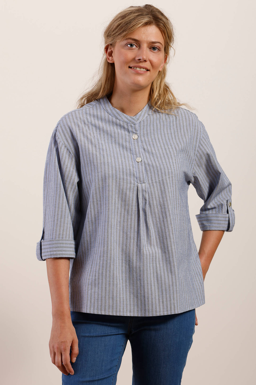 Mat De Misaine 4180 R2251 Comores Raye Embrun Blue Stripe Top - Shirley Allum Boutique