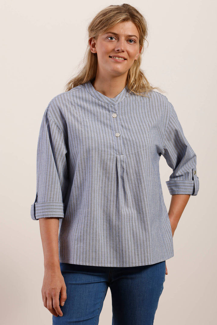 Mat De Misaine 4180 R2251 Comores Raye Embrun Blue Stripe Top - Shirley Allum Boutique