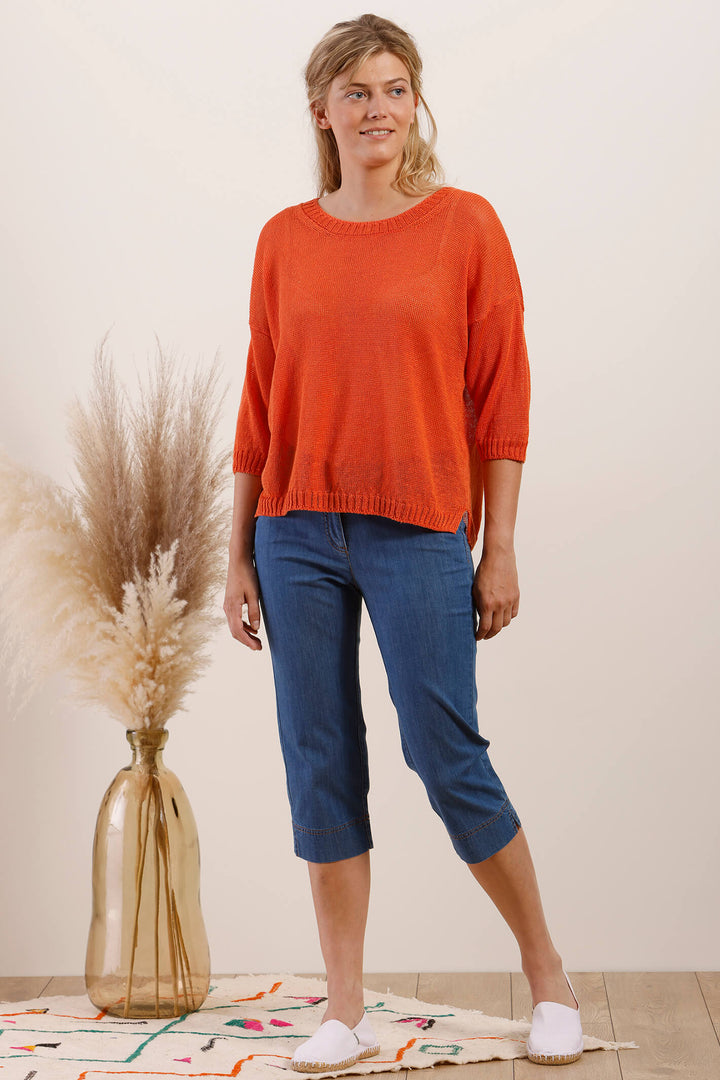 Mat De Misaine 524 Tobago Cayenne Orange Fine Knit Jumper - Shirley Allum Boutique
