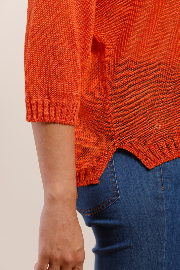 Mat De Misaine 524 Tobago Cayenne Orange Fine Knit Jumper - Shirley Allum Boutique